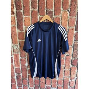 Adidas Womens Blue Athletic Short Sleeve Shirt Slim Fit Size Large